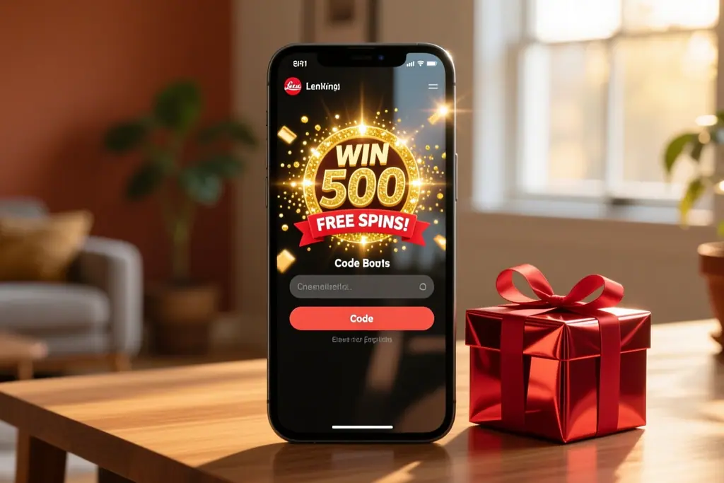 Promo kód v aplikaci kasina na displeji telefonu
