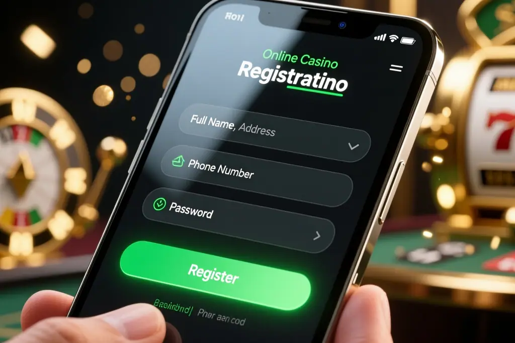 Registrační formulář kasina na obrazovce